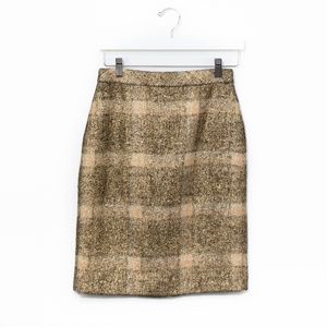 J Crew Collection Wool Pencil Skirt Plaid Gold 2